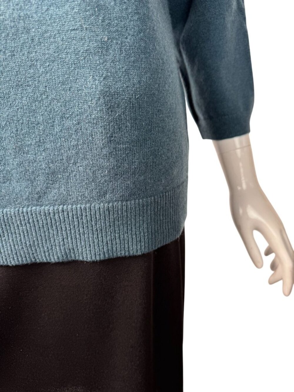 Talbots 100% Cashmere Teal 3/4 Sleeve Lightweight Sweater Womens Size L - Picture 2 of 16